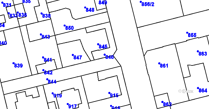 Parcela st. 846 v KÚ Kladno, Katastrální mapa
