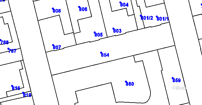 Parcela st. 854 v KÚ Kladno, Katastrální mapa