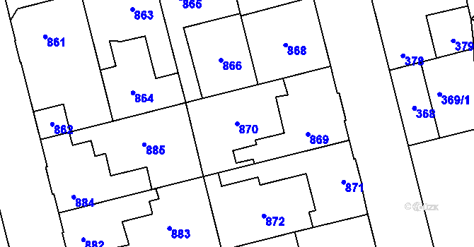 Parcela st. 870 v KÚ Kladno, Katastrální mapa
