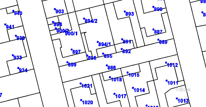 Parcela st. 895 v KÚ Kladno, Katastrální mapa