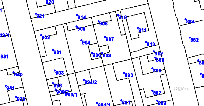Parcela st. 909 v KÚ Kladno, Katastrální mapa