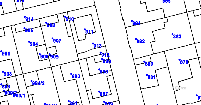 Parcela st. 912 v KÚ Kladno, Katastrální mapa
