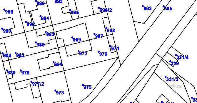 Parcela st. 970 v KÚ Kladno, Katastrální mapa