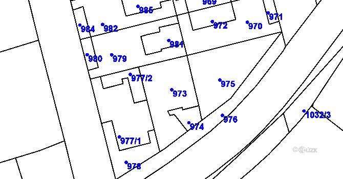 Parcela st. 973 v KÚ Kladno, Katastrální mapa
