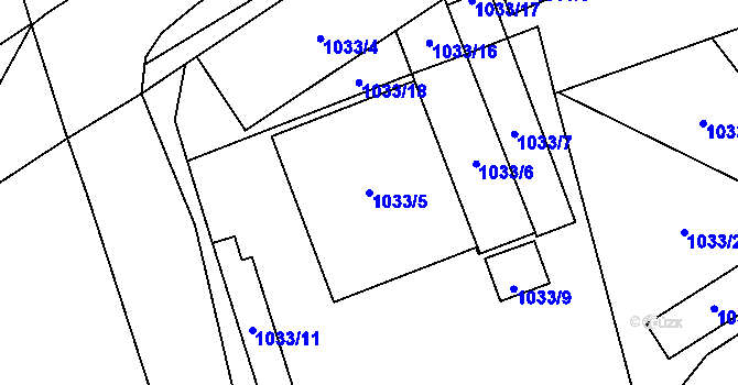 Parcela st. 1033/5 v KÚ Kladno, Katastrální mapa