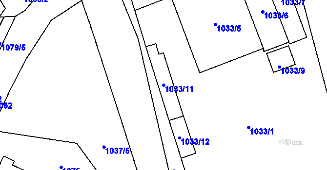 Parcela st. 1033/11 v KÚ Kladno, Katastrální mapa