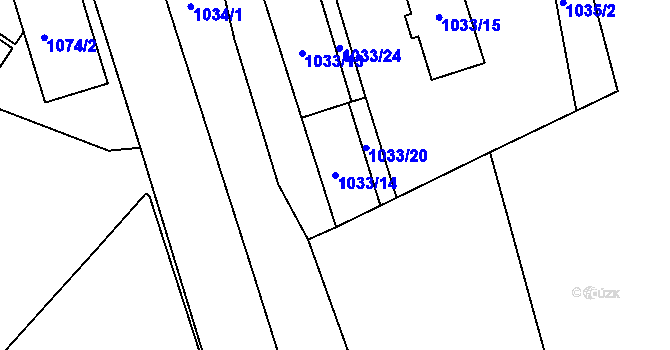Parcela st. 1033/14 v KÚ Kladno, Katastrální mapa