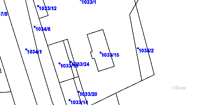 Parcela st. 1033/15 v KÚ Kladno, Katastrální mapa
