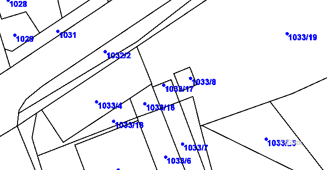 Parcela st. 1033/17 v KÚ Kladno, Katastrální mapa