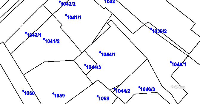 Parcela st. 1044/1 v KÚ Kladno, Katastrální mapa