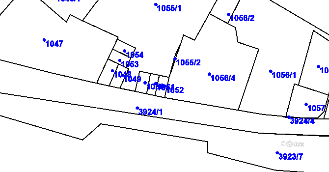 Parcela st. 1052 v KÚ Kladno, Katastrální mapa