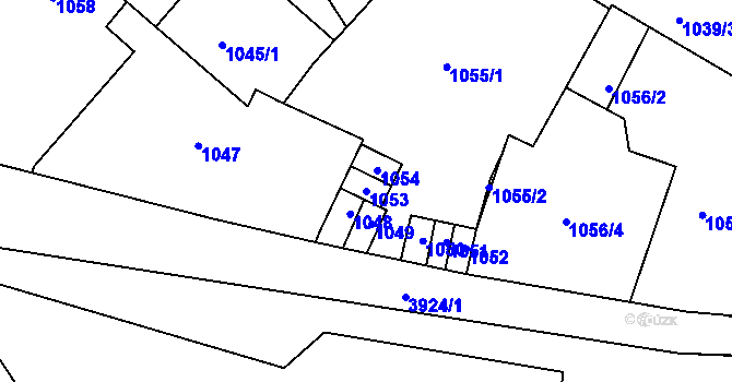 Parcela st. 1053 v KÚ Kladno, Katastrální mapa
