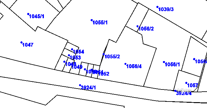 Parcela st. 1055/2 v KÚ Kladno, Katastrální mapa