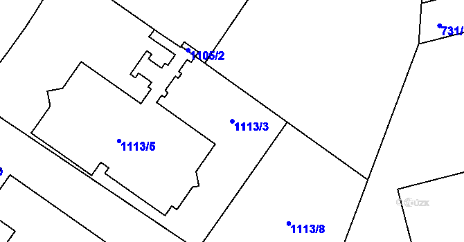 Parcela st. 1113/3 v KÚ Kladno, Katastrální mapa