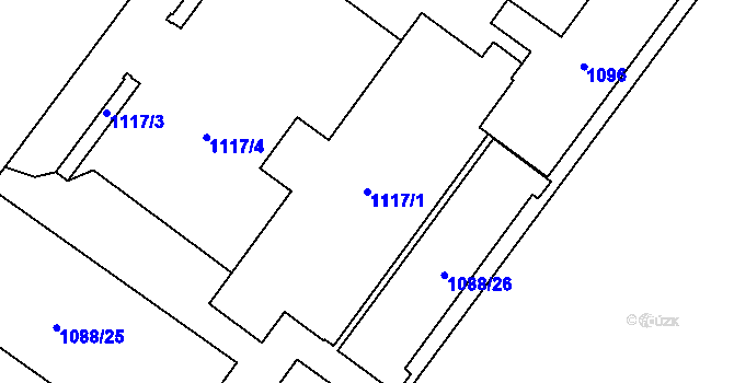 Parcela st. 1117/1 v KÚ Kladno, Katastrální mapa