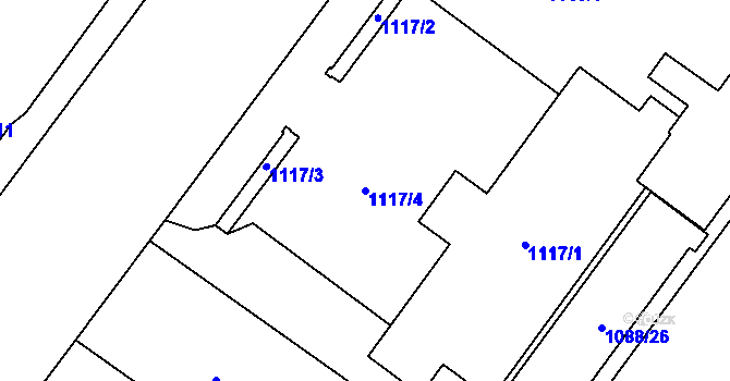 Parcela st. 1117/4 v KÚ Kladno, Katastrální mapa