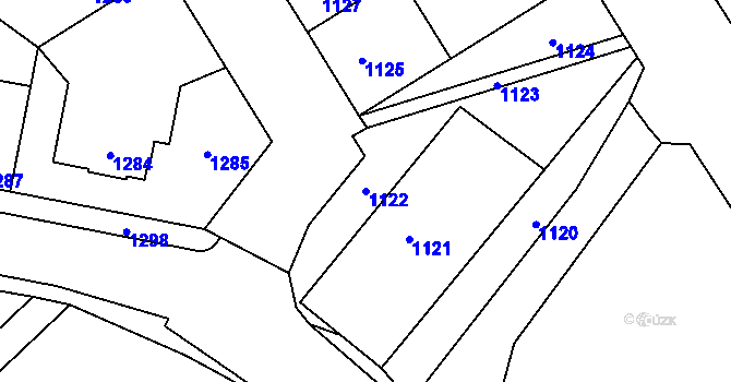 Parcela st. 1122 v KÚ Kladno, Katastrální mapa