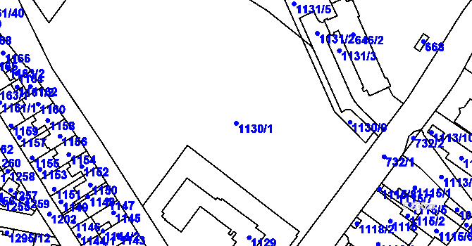 Parcela st. 1130/1 v KÚ Kladno, Katastrální mapa