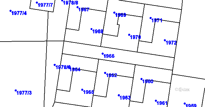Parcela st. 1966 v KÚ Kladno, Katastrální mapa