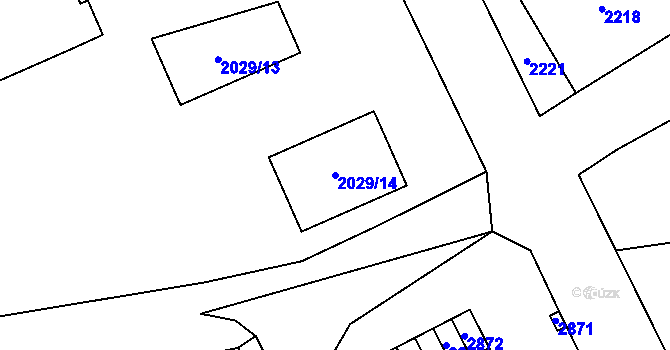 Parcela st. 2029/14 v KÚ Kladno, Katastrální mapa