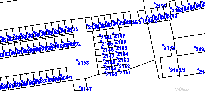 Parcela st. 2147 v KÚ Kladno, Katastrální mapa