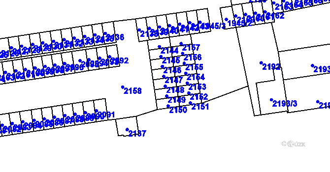 Parcela st. 2148 v KÚ Kladno, Katastrální mapa