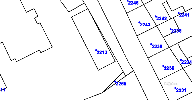 Parcela st. 2213 v KÚ Kladno, Katastrální mapa