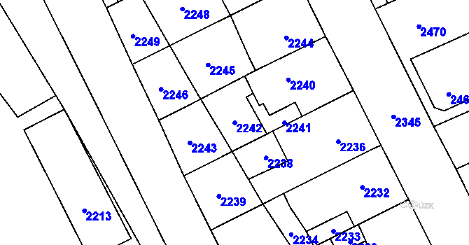 Parcela st. 2242 v KÚ Kladno, Katastrální mapa