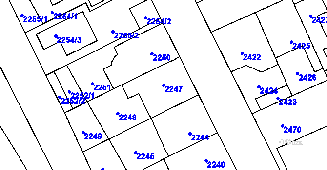 Parcela st. 2247 v KÚ Kladno, Katastrální mapa