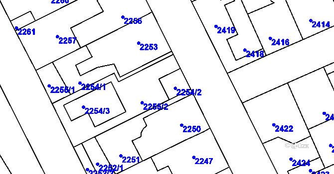 Parcela st. 2254/2 v KÚ Kladno, Katastrální mapa