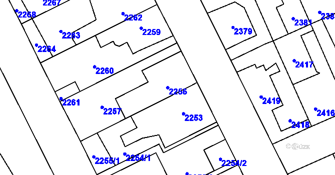 Parcela st. 2256 v KÚ Kladno, Katastrální mapa