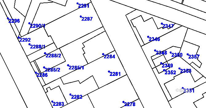 Parcela st. 2284 v KÚ Kladno, Katastrální mapa