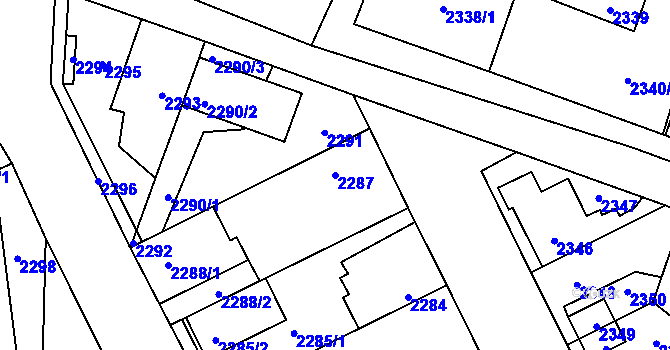 Parcela st. 2287 v KÚ Kladno, Katastrální mapa
