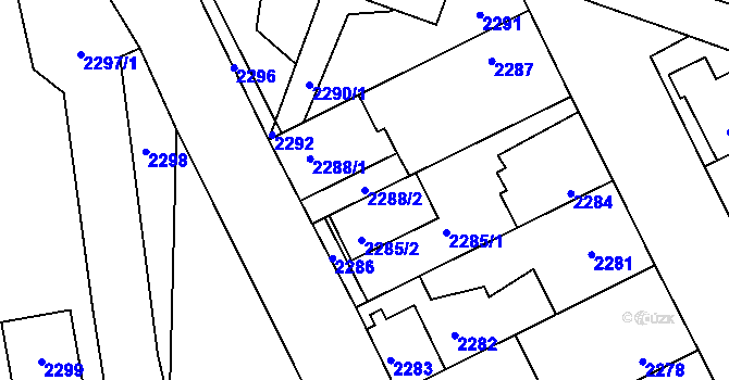 Parcela st. 2288/2 v KÚ Kladno, Katastrální mapa