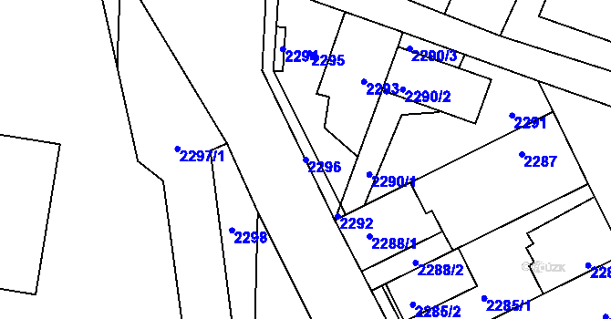 Parcela st. 2296 v KÚ Kladno, Katastrální mapa