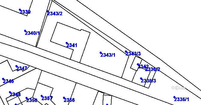 Parcela st. 2343/1 v KÚ Kladno, Katastrální mapa