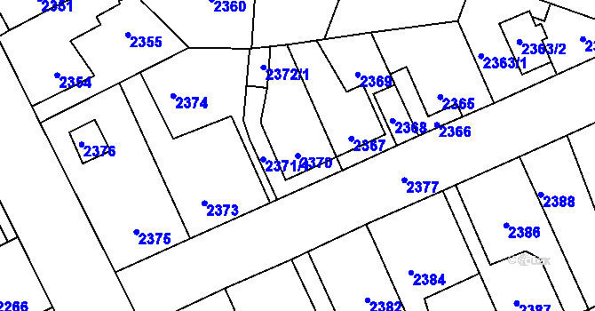 Parcela st. 2370 v KÚ Kladno, Katastrální mapa