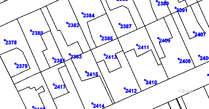 Parcela st. 2413 v KÚ Kladno, Katastrální mapa