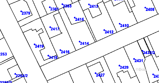 Parcela st. 2414 v KÚ Kladno, Katastrální mapa