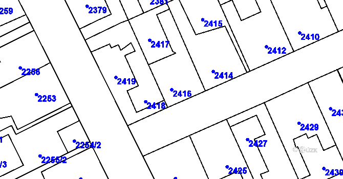 Parcela st. 2416 v KÚ Kladno, Katastrální mapa