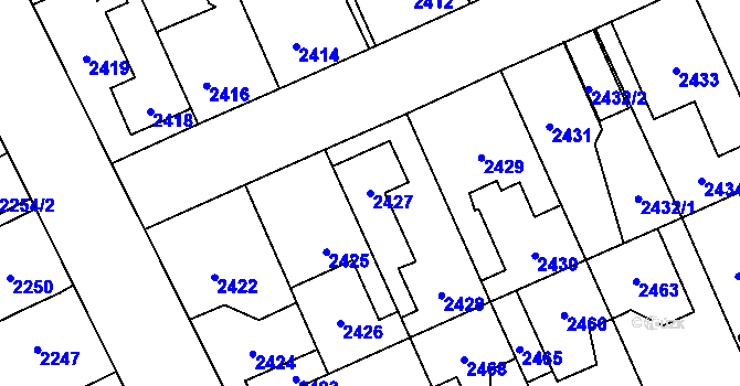 Parcela st. 2427 v KÚ Kladno, Katastrální mapa