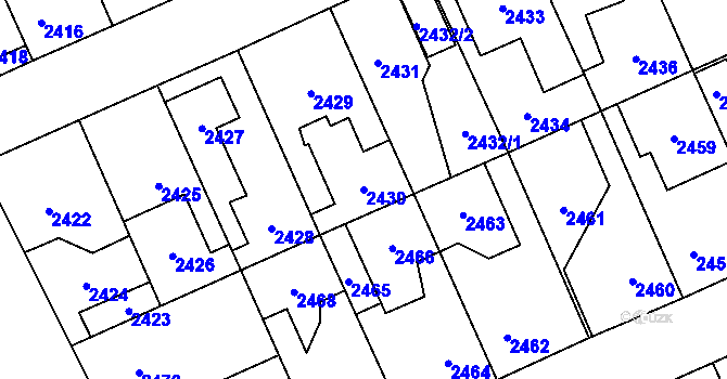 Parcela st. 2430 v KÚ Kladno, Katastrální mapa