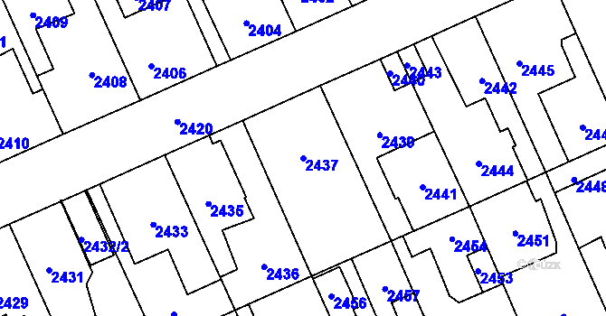 Parcela st. 2437 v KÚ Kladno, Katastrální mapa