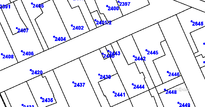 Parcela st. 2440 v KÚ Kladno, Katastrální mapa