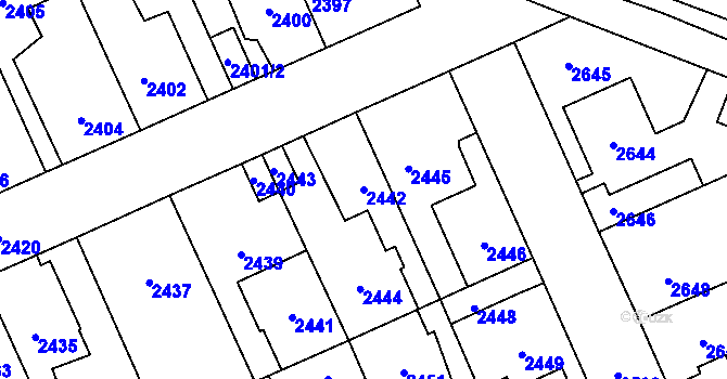 Parcela st. 2442 v KÚ Kladno, Katastrální mapa