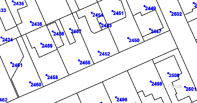 Parcela st. 2452 v KÚ Kladno, Katastrální mapa