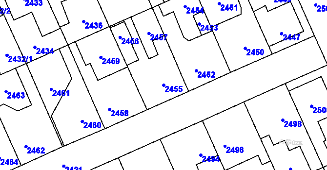 Parcela st. 2455 v KÚ Kladno, Katastrální mapa