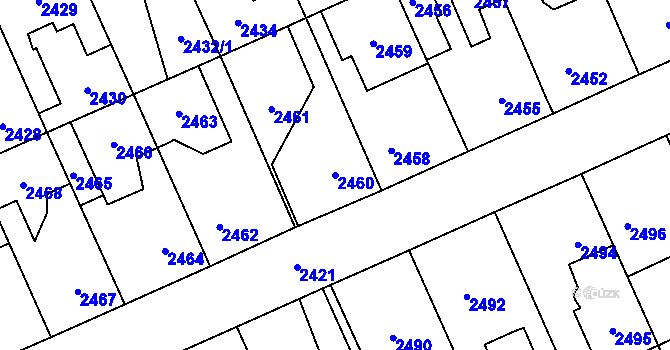 Parcela st. 2460 v KÚ Kladno, Katastrální mapa