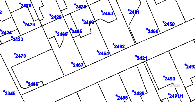 Parcela st. 2464 v KÚ Kladno, Katastrální mapa