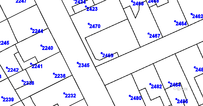 Parcela st. 2469 v KÚ Kladno, Katastrální mapa